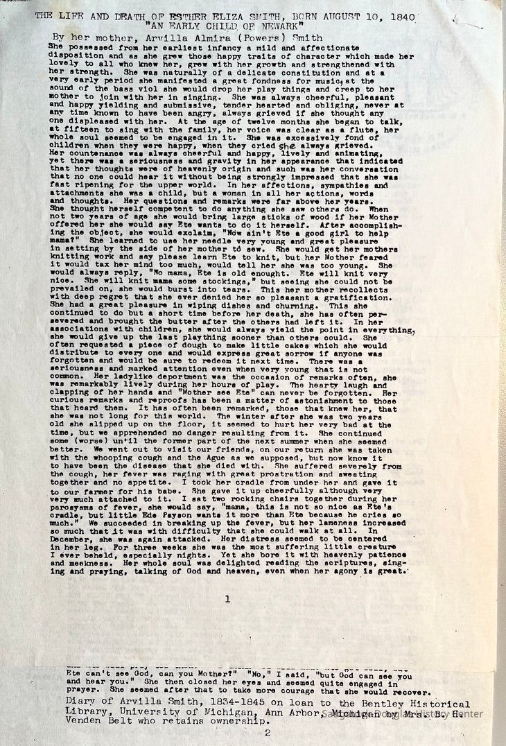          Esther Eliza Smith remembered by her mother picture number 1
   