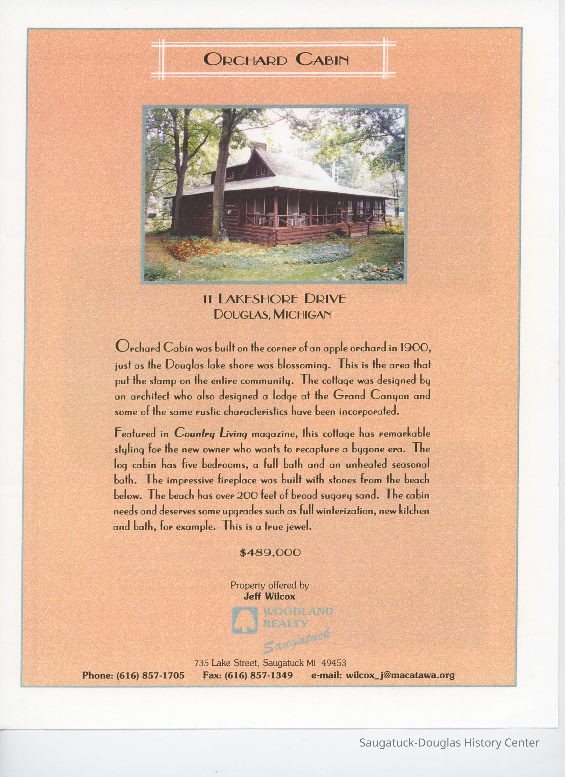          Orchard Cabin Sale Brochure
   