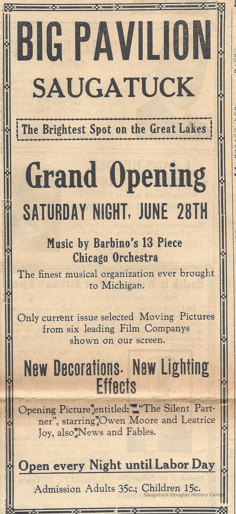          Big Pavilion newspaper ad
   