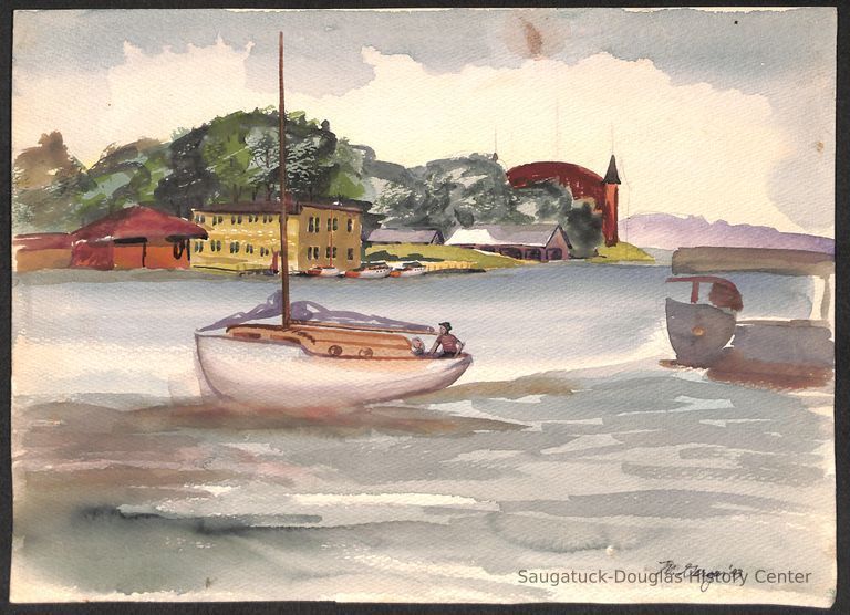          Watercolor of the Kalamazoo river
   