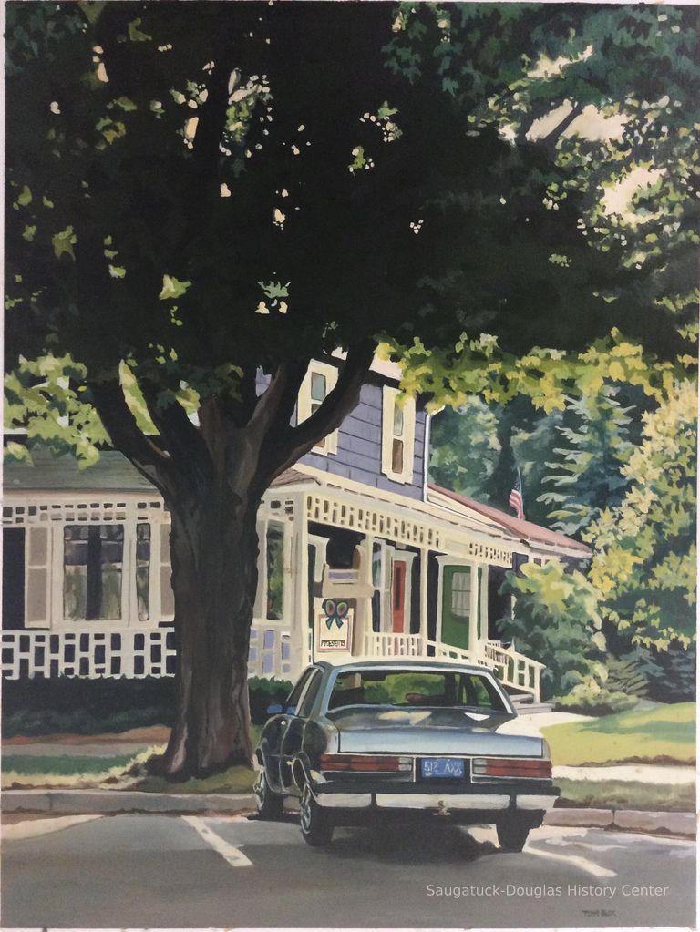          Painting of a car in front of the house at 329 Waterstreet
   