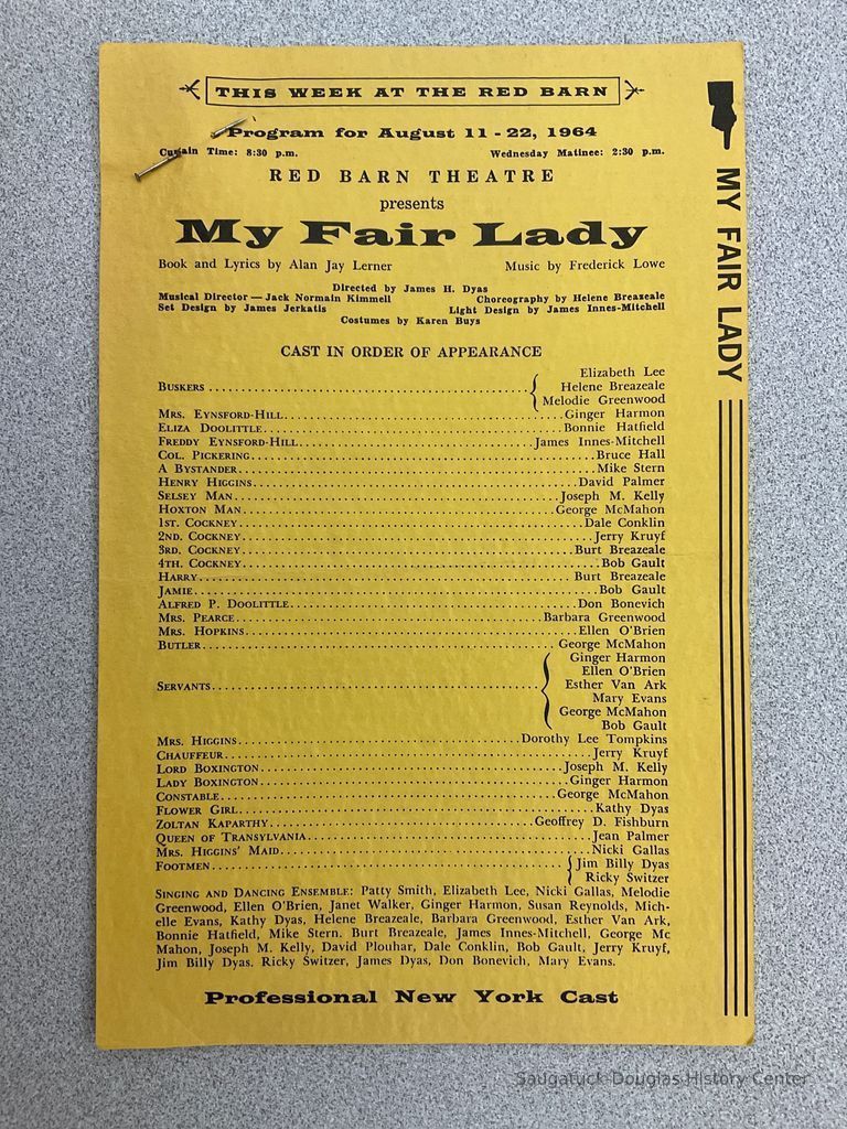          This Week at the Red Barn Aug. 11-22, 1964 My Fair lady picture number 1
   