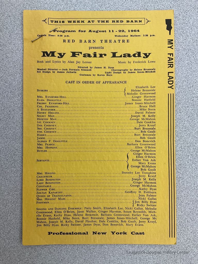          This Week at the Red Barn Aug. 11-22, 1964 My Fair lady picture number 1
   