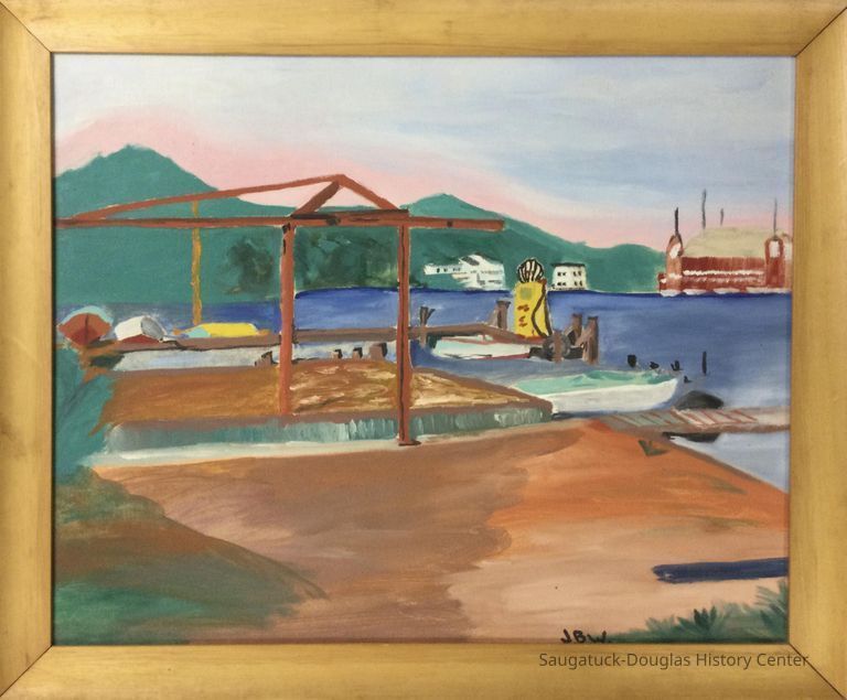          Oil Painting view across the river from the Big Pavilion
   