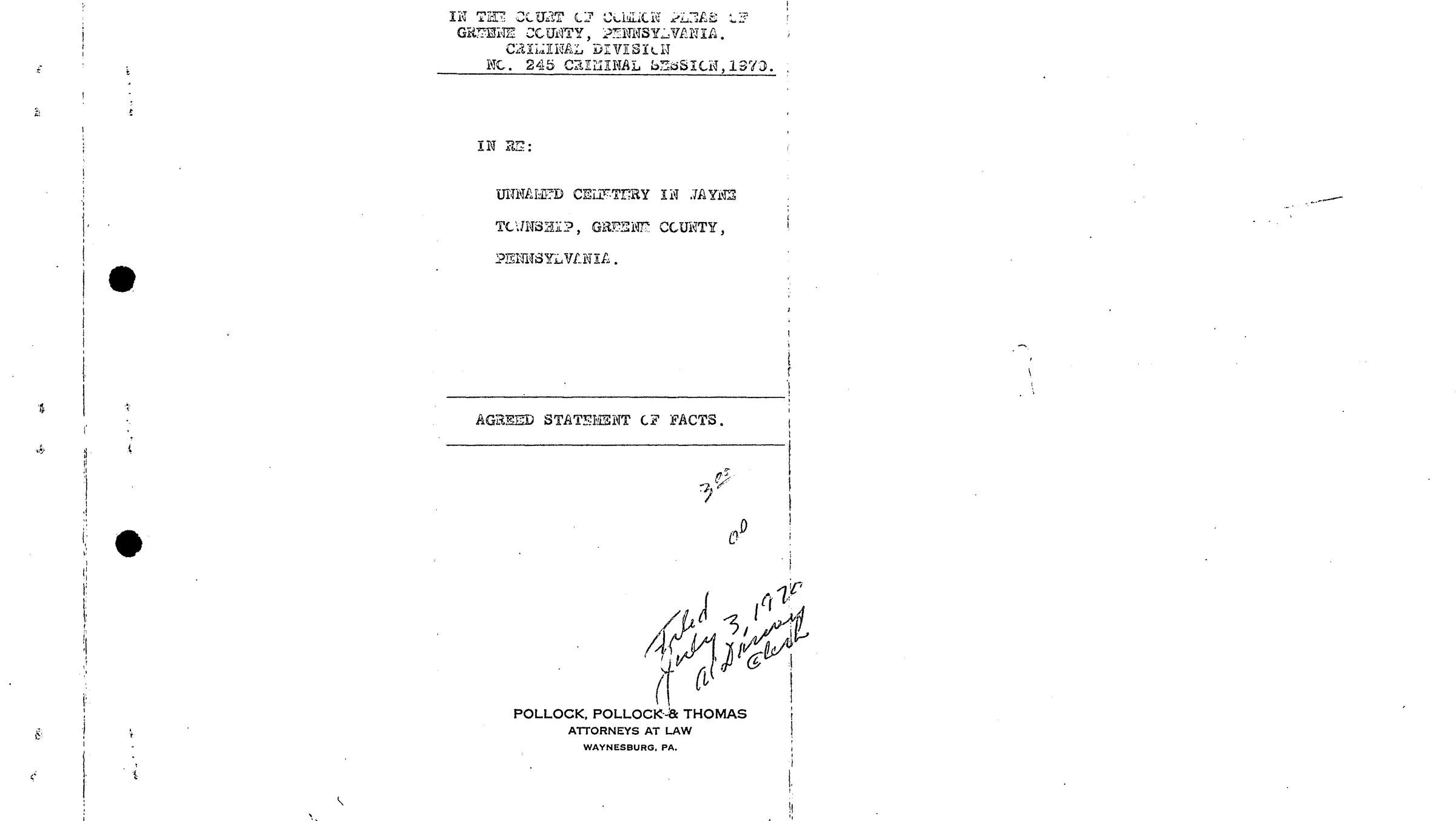 Brock Cemetery - No. 245 Criminal Sessions 1970 (23 pages): See WEB LINKS to DOWNLOAD PDF document file.