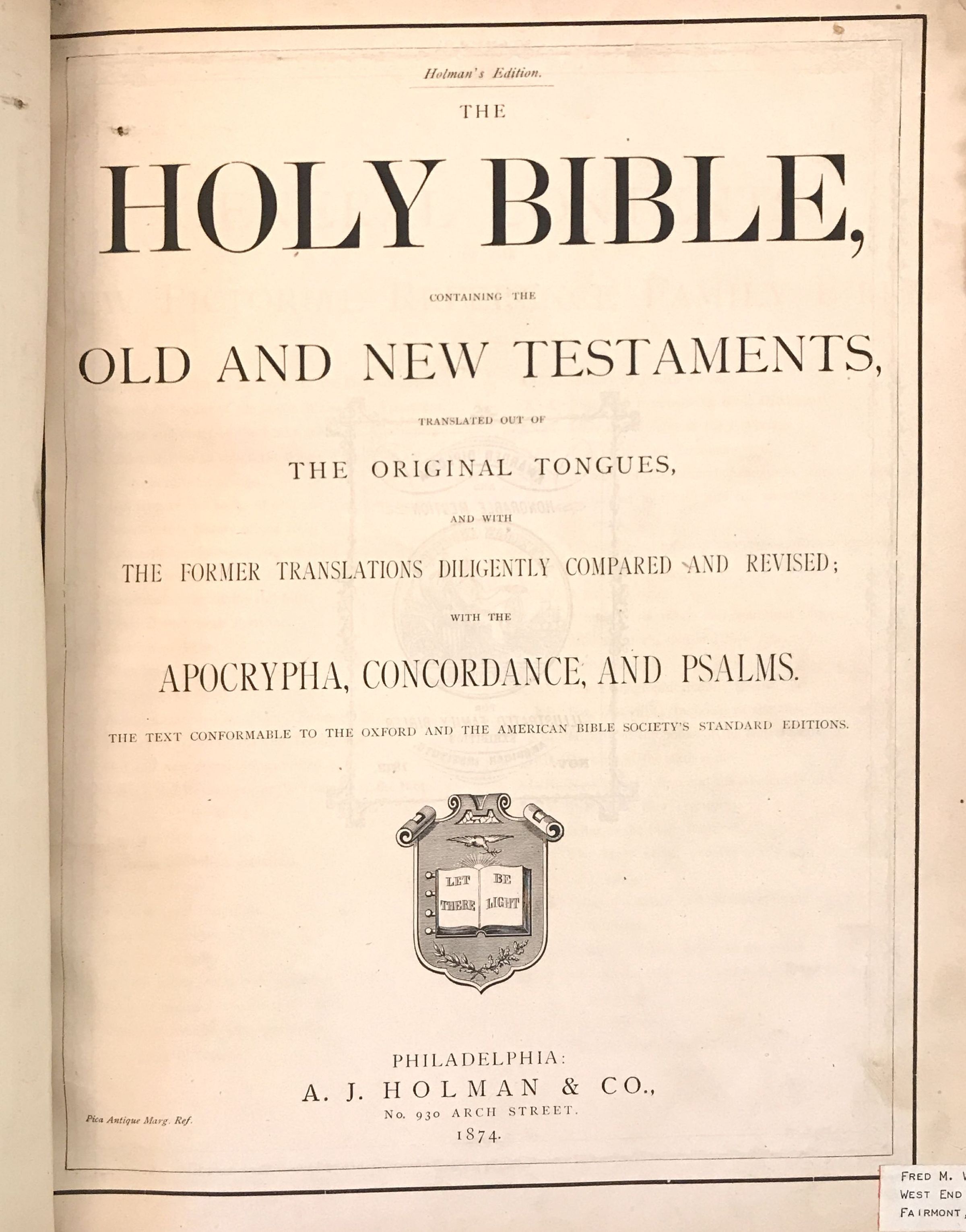 Toothman Family Bible (4 pages): See WEB LINKS to DOWNLOAD PDF document file.