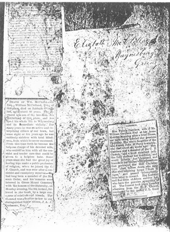 Elizabeth (Buchanan) McClelland Family Bible - PDF (Pages 01-09): See WEB LINKS to DOWNLOAD PDF document file.