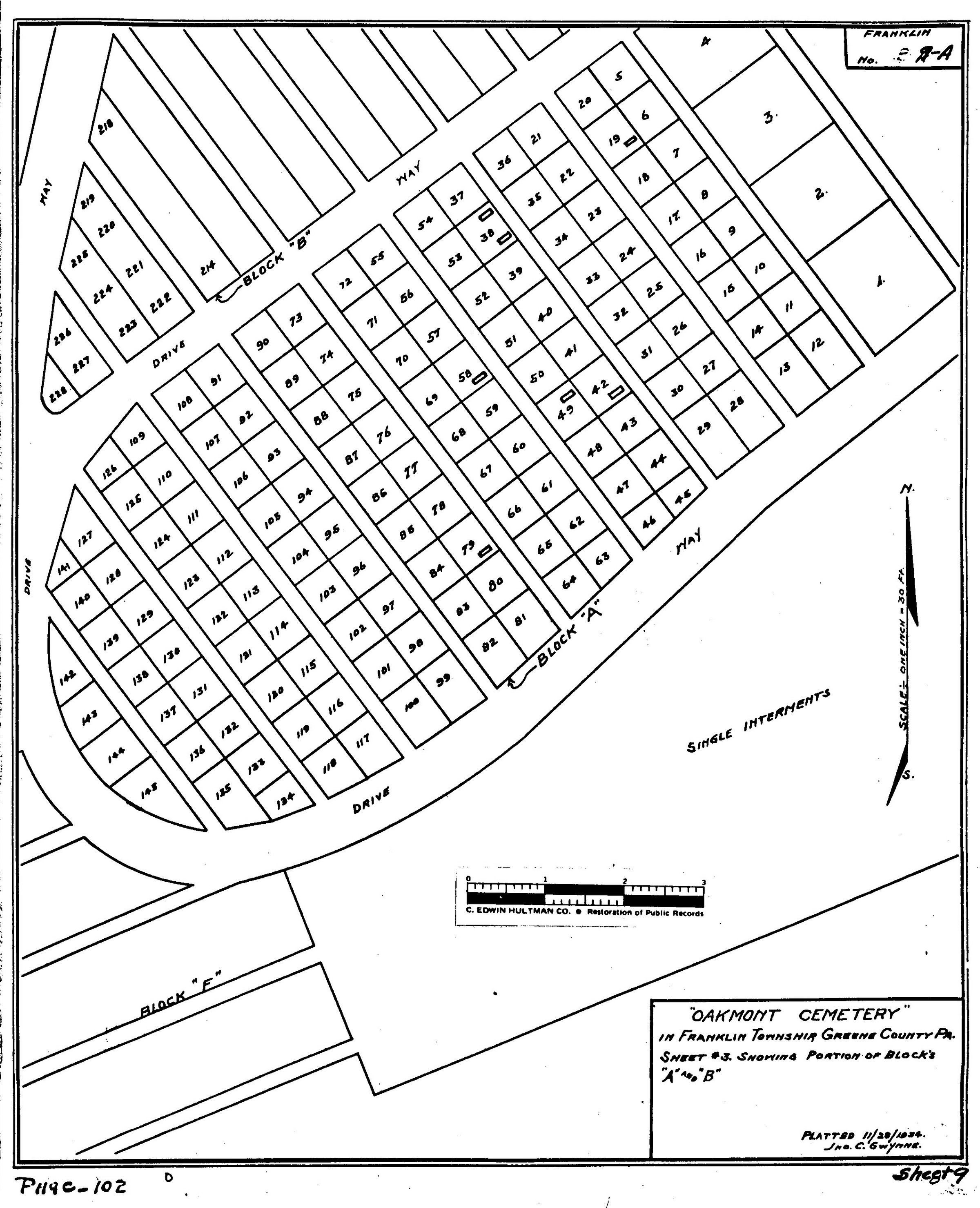 Oakmont - Franklin Township - Greene County - Pennsylvania - WPA Cemetery Plat: DOWNLOAD document – PDF file