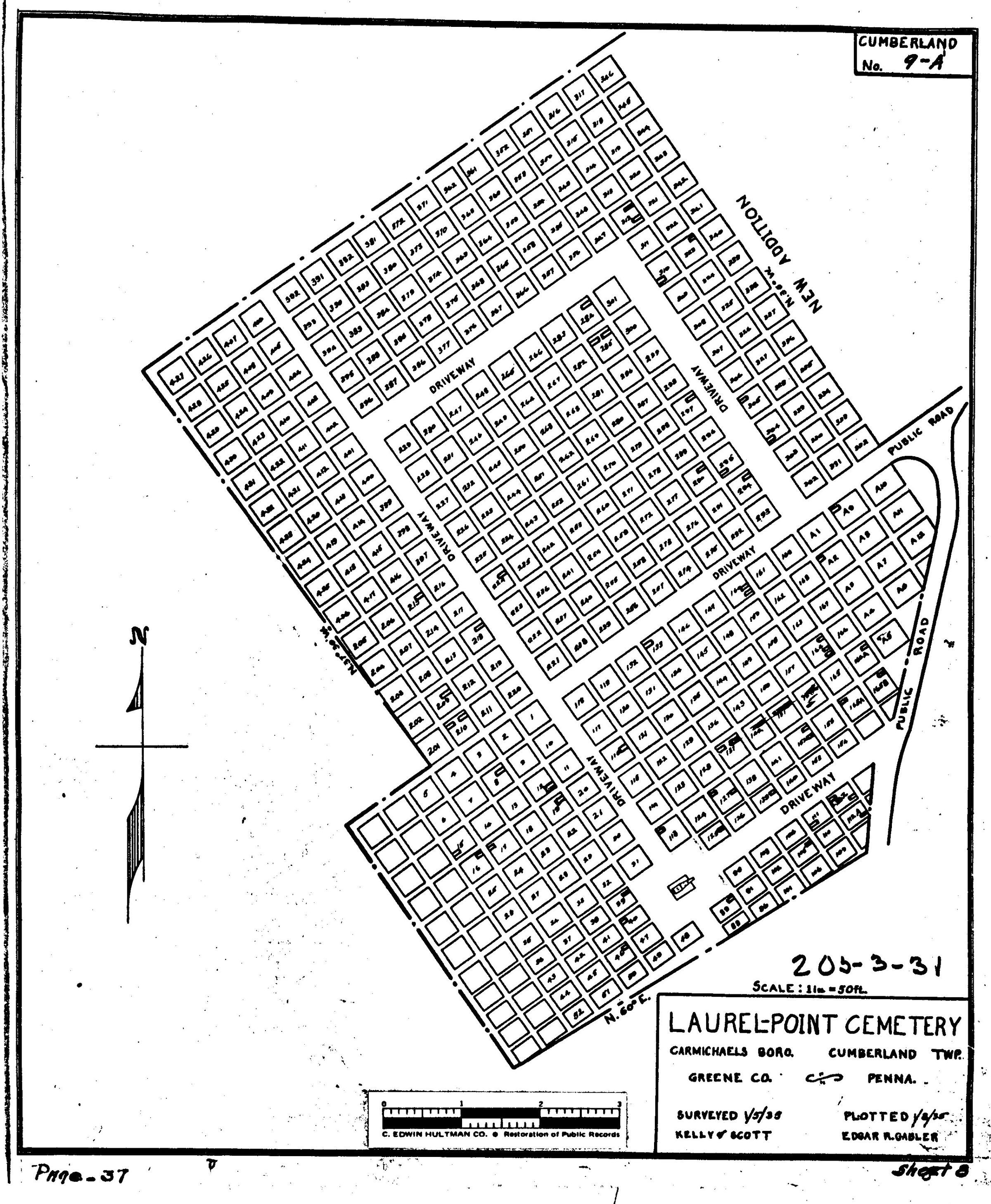 Laurel Point - Cumberland Township - Greene County - Pennsylvania - WPA Cemetery Plat: See WEB LINKS to DOWNLOAD PDF document file.