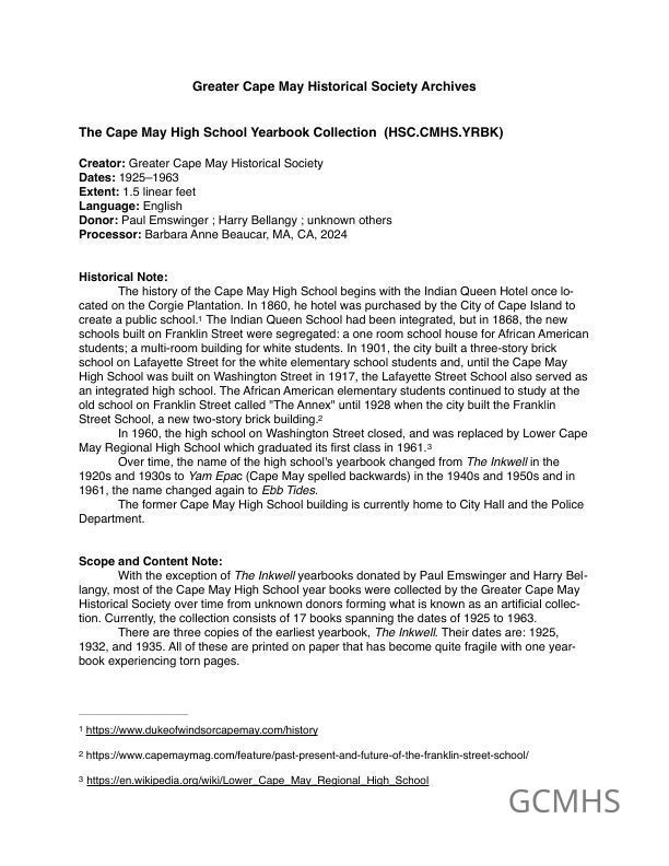 Cape May HS Yearbooks