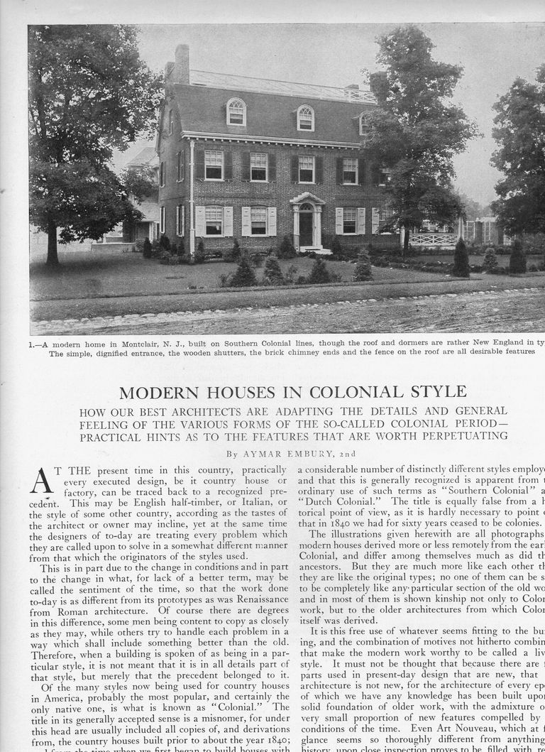          Modern Homes in Colonial Style by Aymar Embury, 1908 picture number 1
   