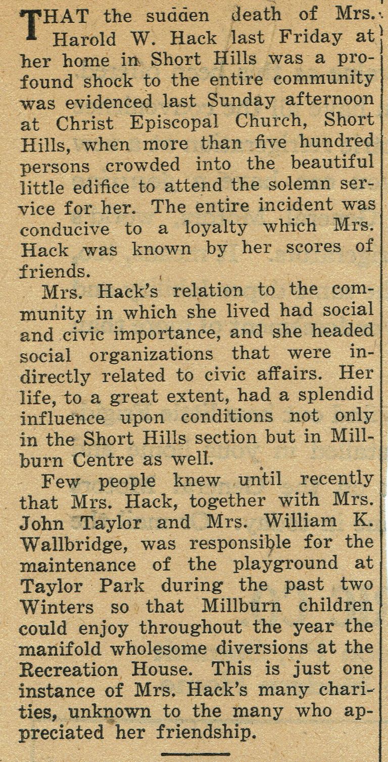          Hack: Mrs. Harold Hack Tribute, April 1927 picture number 1
   