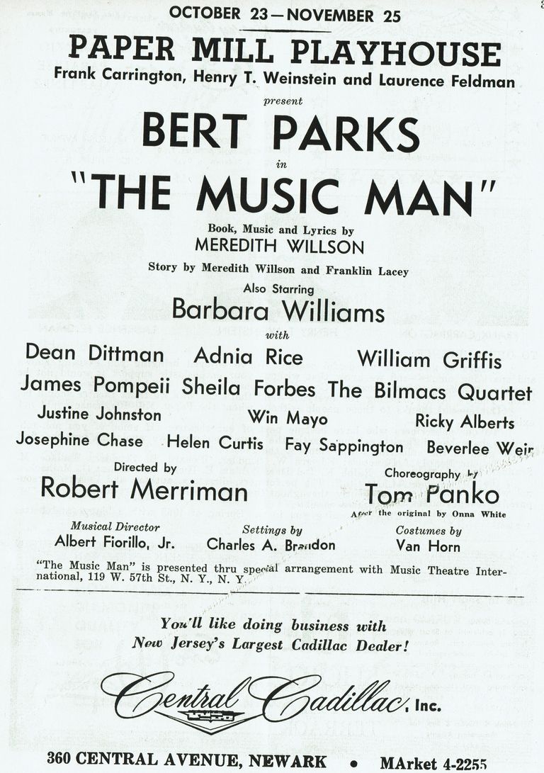          Music Man with Bert Parks, 1961 Paper Mill Playhouse Playbill Program picture number 1
   