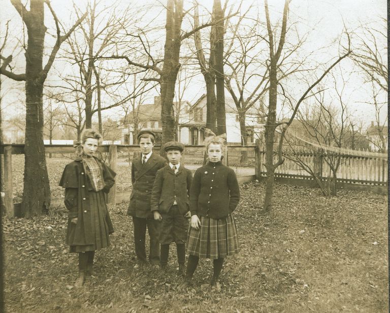          Marshall-Schmidt Album: Boys and Girls Standing Outside in Yard picture number 1
   