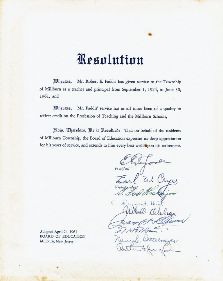          Faddis: Robert Faddis Township Recognition Certificate, 1961 picture number 1
   