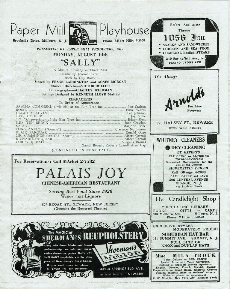          Sally, 1944 Paper Mill Playhouse Program picture number 1
   