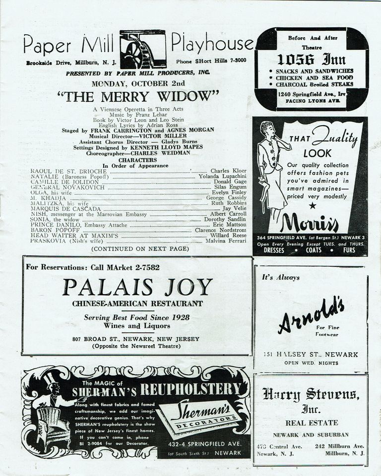          Merry Widow, 1944 Paper Mill Playhouse Program picture number 1
   