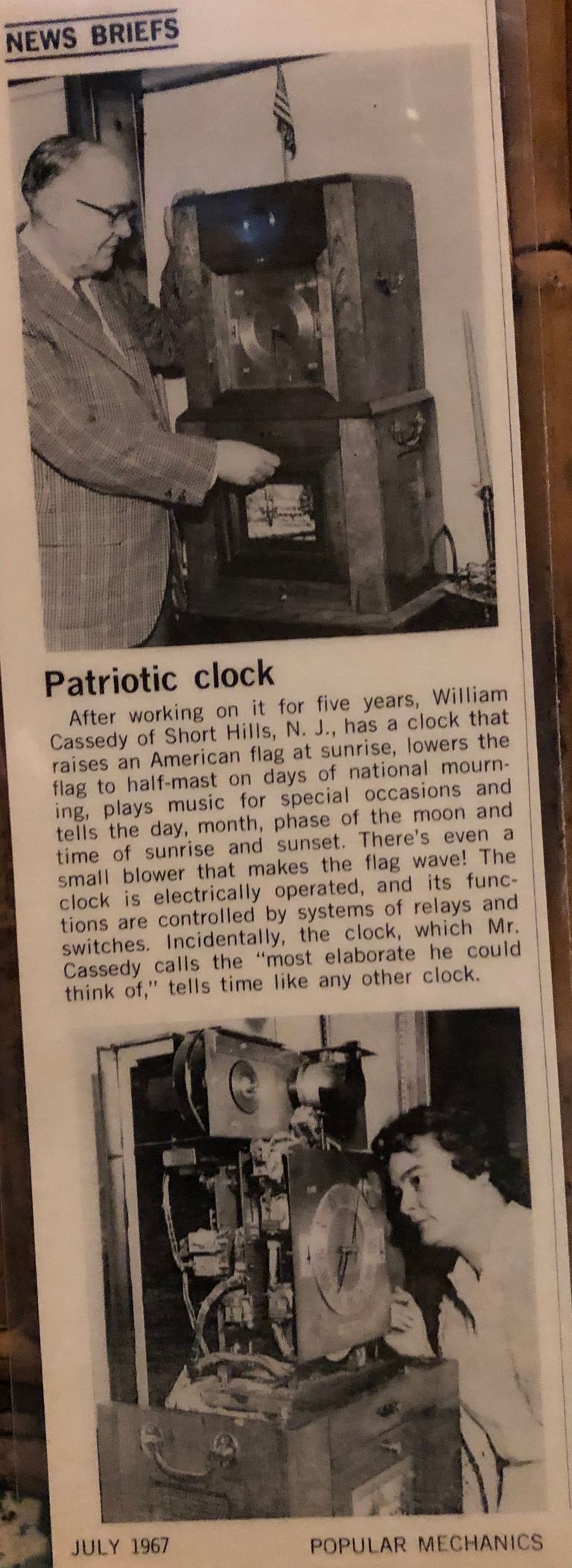          Cassedy: William Cassedy's Patriotic Clock article, 1967 picture number 1
   