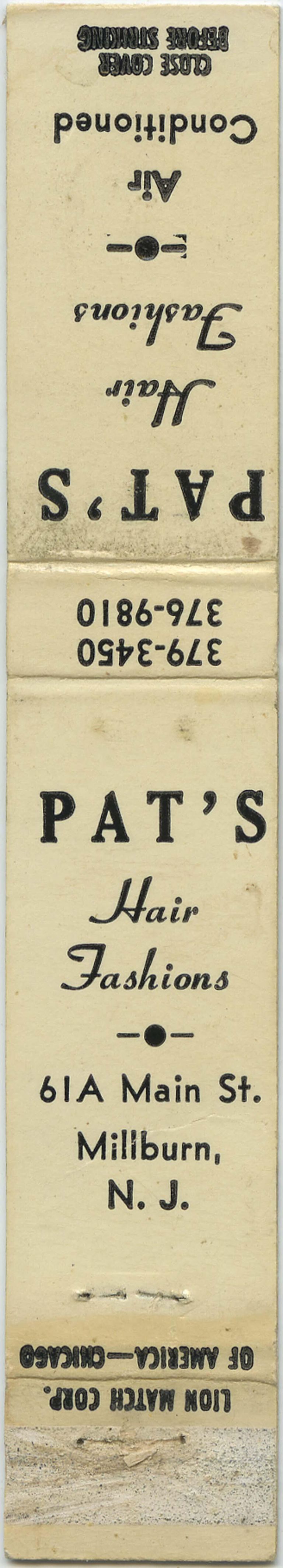          Pat's Hair Fashions Matchbook/Matchcover picture number 1
   