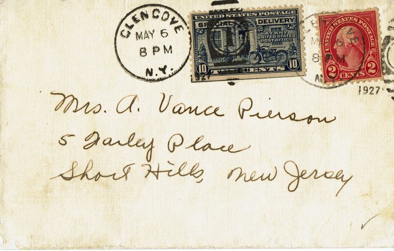          Pierson: Envelope Addressed to Mrs. A. Vance Pierson, 5 Farley Place, 1927 picture number 1
   