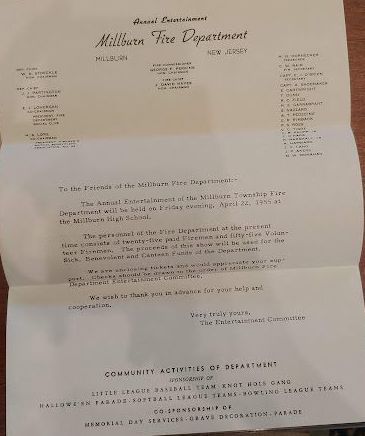          Fire Department: Invitation and tickets for Millburn Fire Department Annual Entertainment, 1955 picture number 1
   