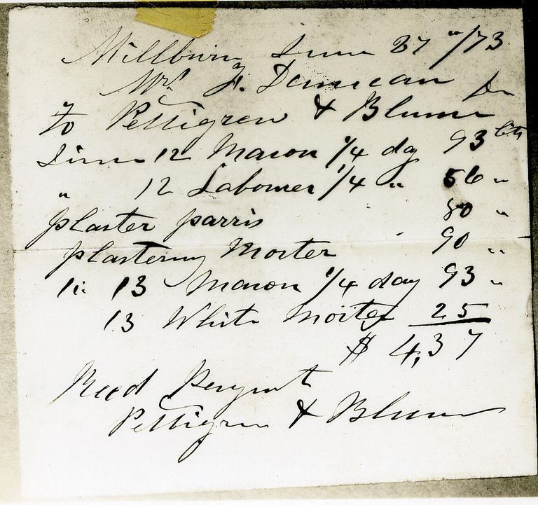          Image Id #285; Dated June 27, 1873 for masonry work in the total of $4.37
   