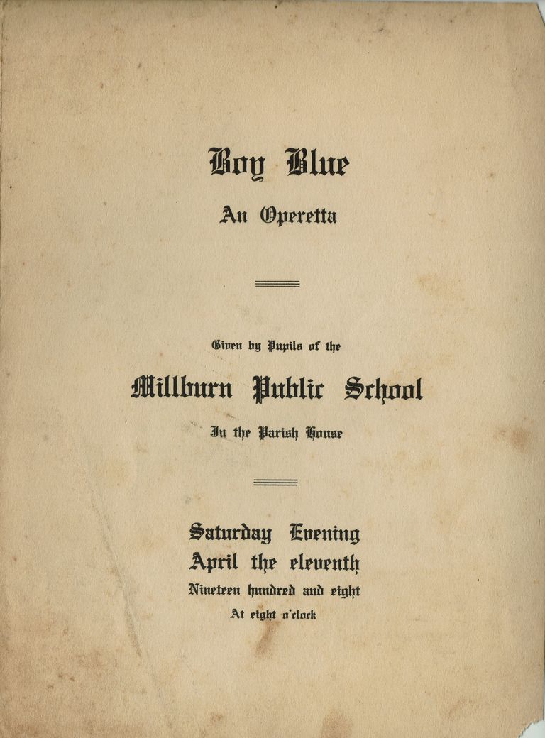          Flanagan: Boy Blue Operetta Millburn School Program, 1908 picture number 1
   