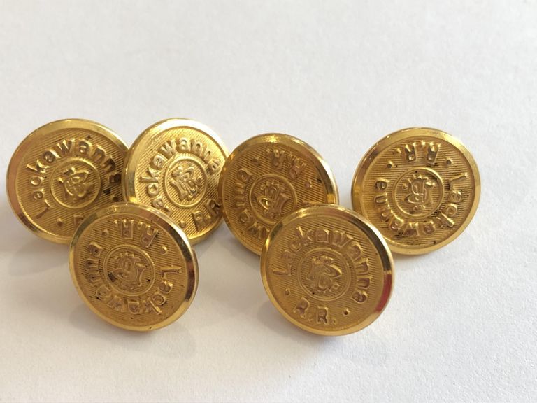          6 gold-colored Lackawanna Railroad Buttons
   