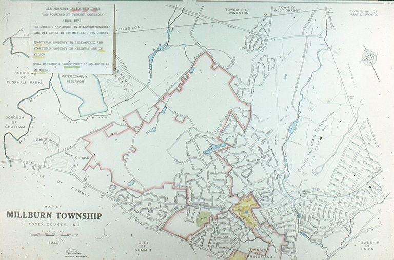          Map: Millburn Township with Hartshorn Property Holdings, 1942 picture number 1
   
