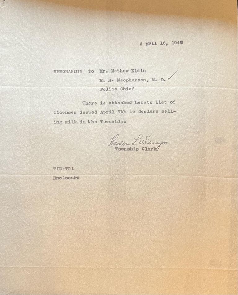          Macpherson Memorandum Regarding Milk, 1947 picture number 1
   