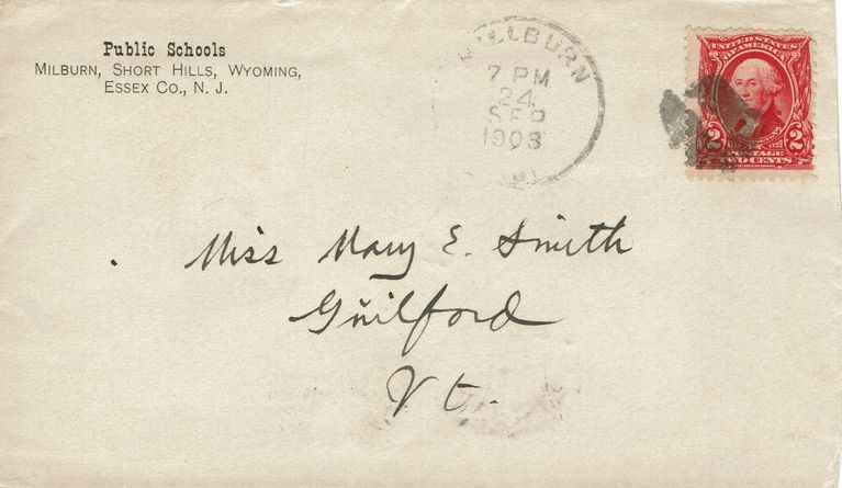          Millburn Public Schools: Mary E. Smith Envelope, 1908 picture number 1
   