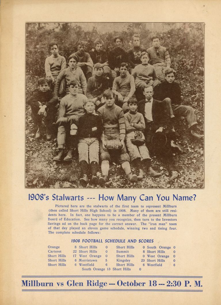         Bosworth: Millburn High School 1947 Football Program with 1908 Team, 1947 picture number 1
   