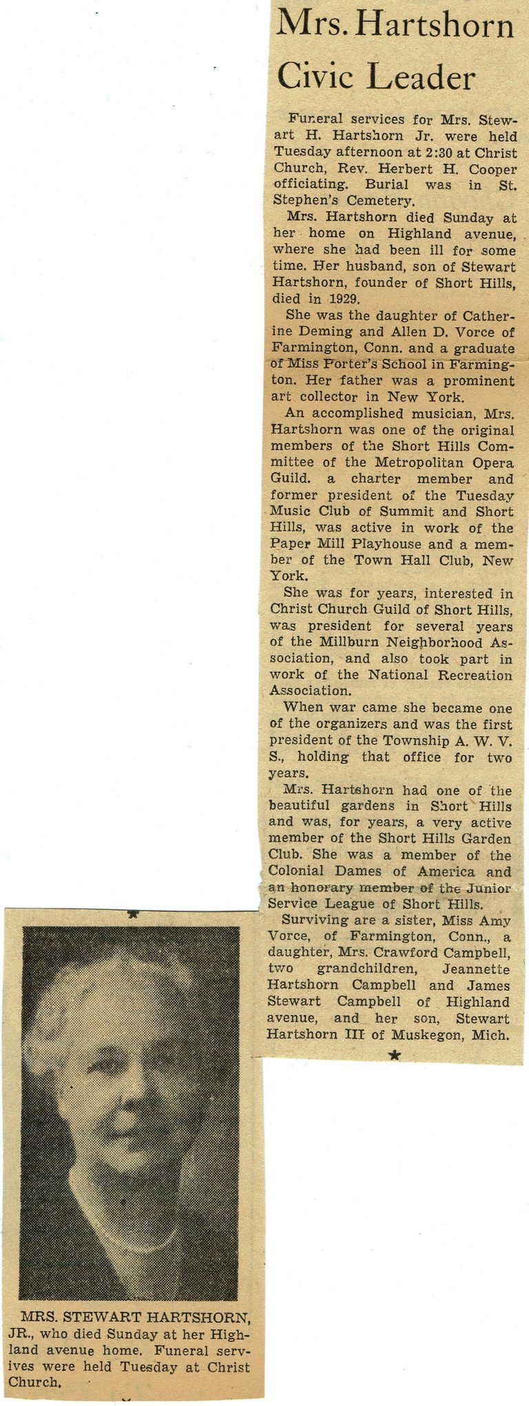          Jeanette C.V. Hartshorn Obituary, The Item, May 3, 1945 picture number 1
   