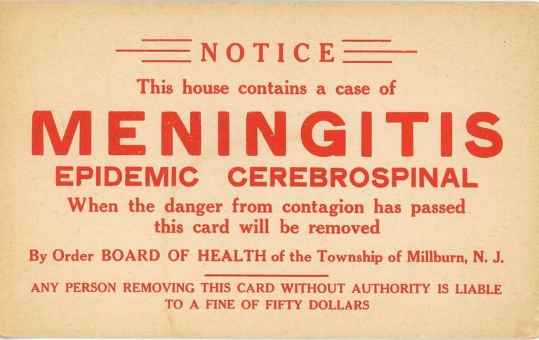          Board of Health: Meningitis Contagion Notice, 1930s picture number 1
   