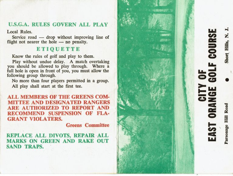          Golf: City of East Orange Golf Course Score Card picture number 1
   