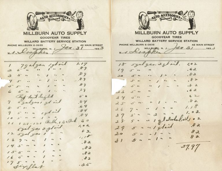          Millburn Auto Supply: Receipts, 1933 picture number 1
   