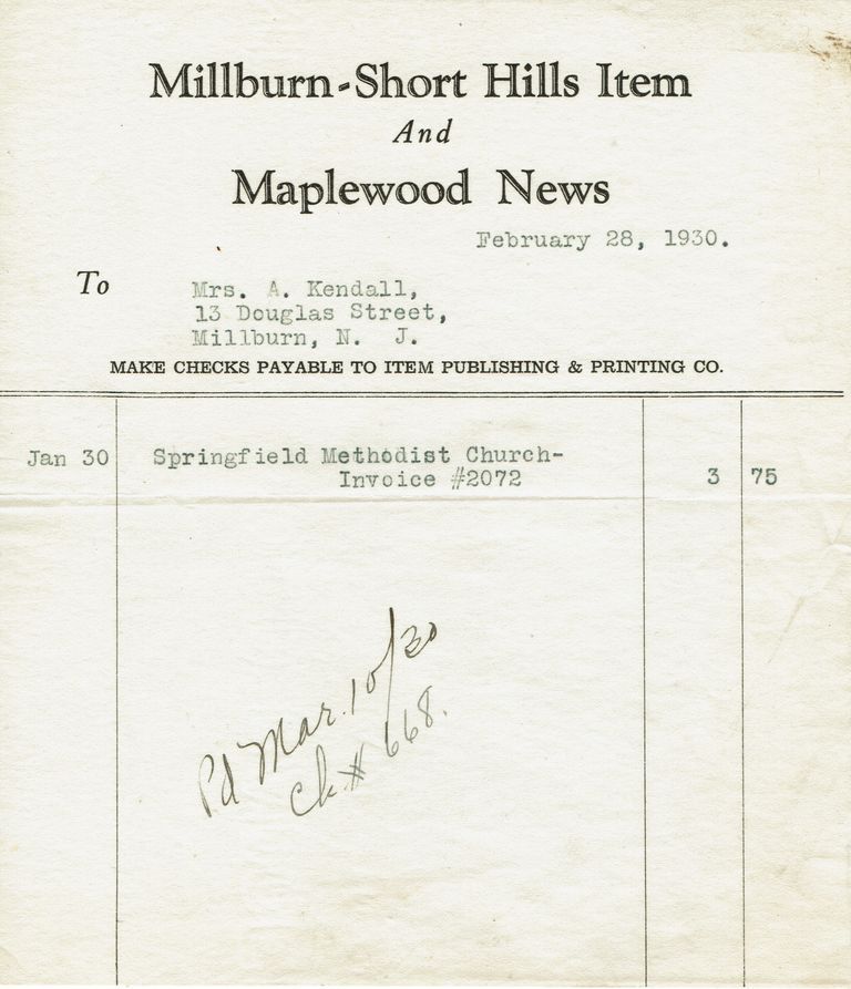          Item Newspaper: Millburn-Short Hills Item Invoice, 1930 picture number 1
   