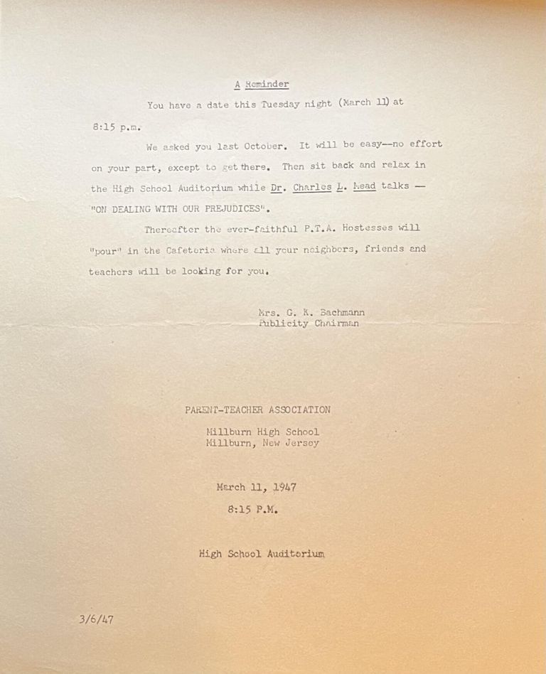          Macpherson: PTA Reminder, 1947 picture number 1
   