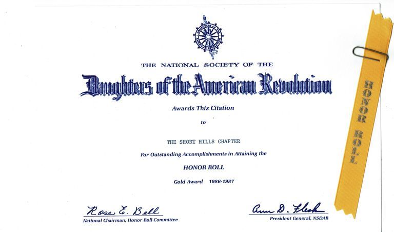          Daughters of the American Revolution Honor Roll Award, 1987 picture number 1
   