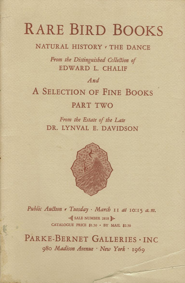          March 11, 1969, Parke-Bernet Galleries, New York; Edward L. Chalif (1903-190) was renowned dance teacher & ornithologist, who lived on Barnsdale Road in SH
   