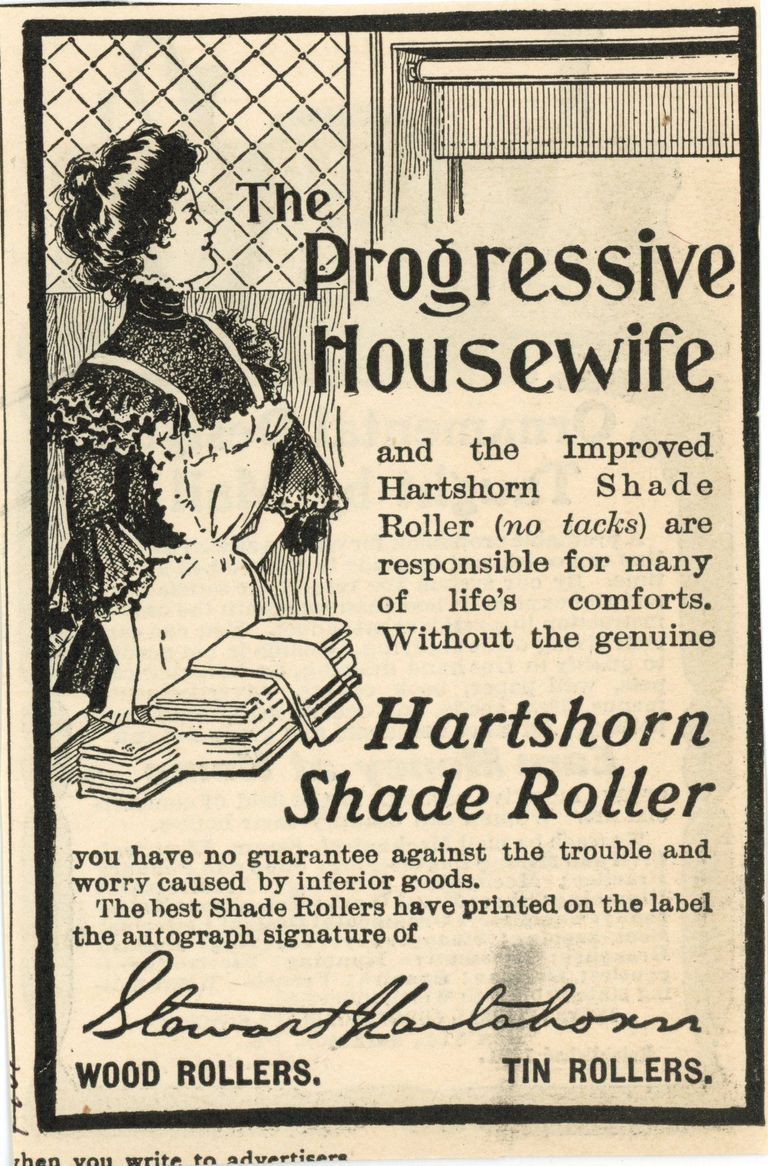          Hartshorn: Hartshorn Shade Rollers Progressive Housewife Advertisement, c. 1901 picture number 1
   