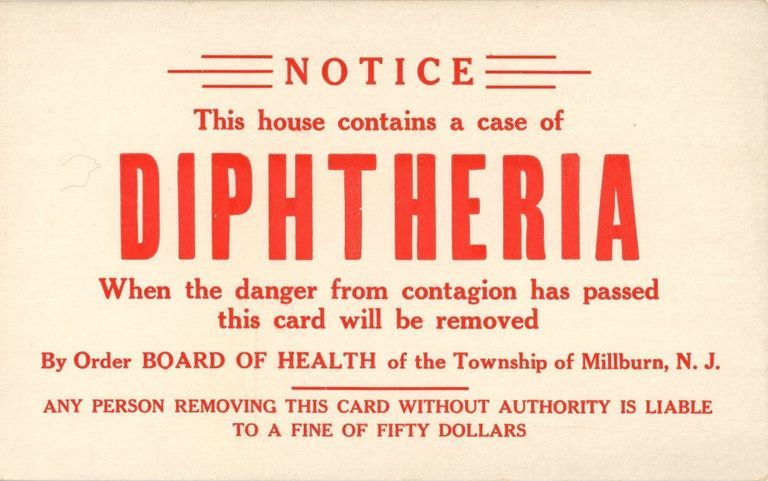          Board of Health: Diphtheria Contagion Notice, 1930s picture number 1
   
