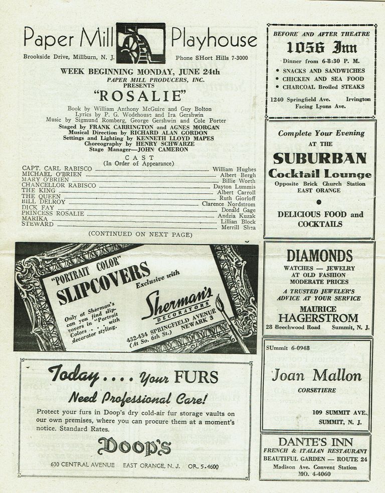          Rosalie, 1946 Paper Mill Playhouse Program picture number 1
   