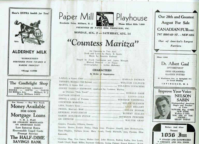          Countess Maritza, 1942 Paper Mill Playhouse Program picture number 1
   
