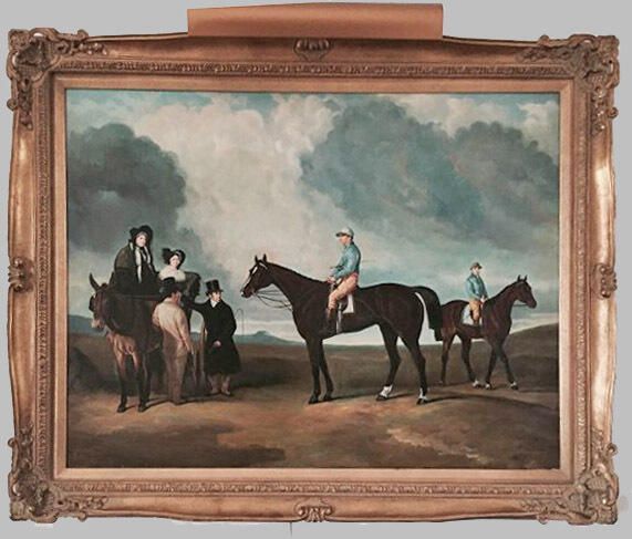          Painting: Jockeys, Horses and Gentlemen Sporting Painting, c. 1825 picture number 1
   
