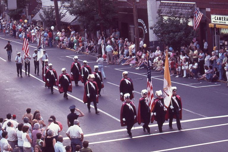          July 4: Knights of Columbus Marching on Millburn Avenue in the American Bicentennial Parade, 1976 picture number 1
   