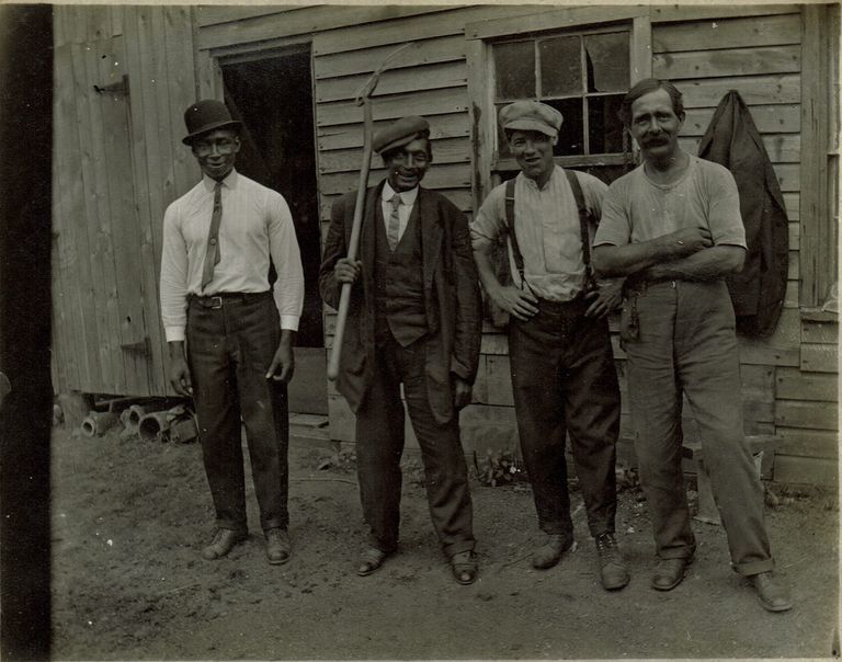         Marshall-Schmidt Album: Workers Outside Wooden Building picture number 1
   