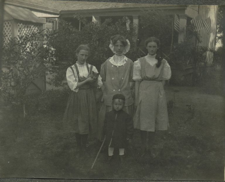          Marshall-Schmidt Album: Margaret Marshall, Two Girls and Young Boy Standing in Yard picture number 1
   