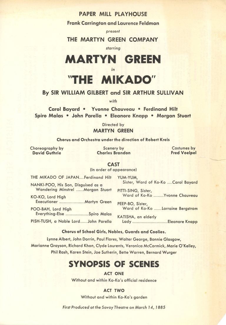          Paper Mill Playhouse: Mikado Program and Libretto, picture number 1
   