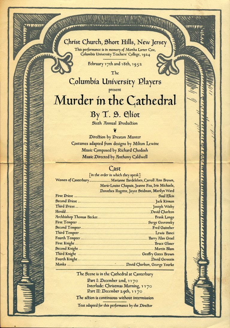          Christ Church: Murder in the Cathedral Program, 1952 picture number 1
   